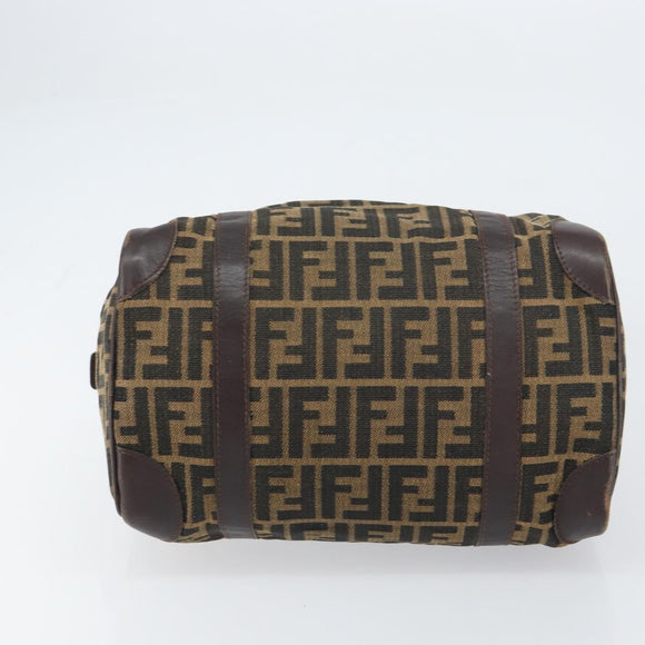 FENDI Zucca Canvas Hand Bag Black Brown Auth 155769