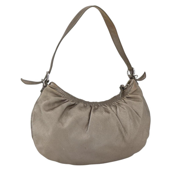 Miu Miu Shoulder Bag Leather Gold Silver Auth 155774