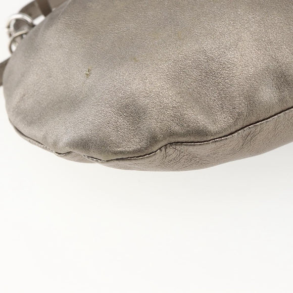 Miu Miu Shoulder Bag Leather Gold Silver Auth 155774