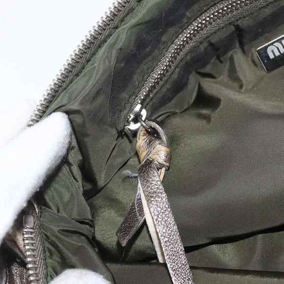 Miu Miu Shoulder Bag Leather Gold Silver Auth 155774