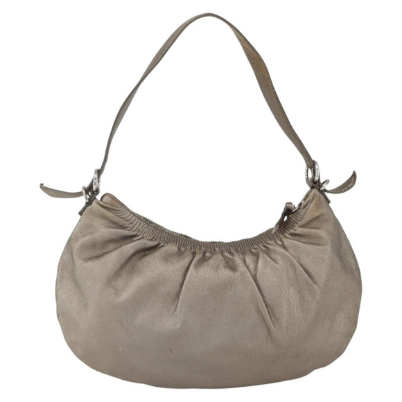 Miu Miu Shoulder Bag Leather Gold Silver Auth 155774