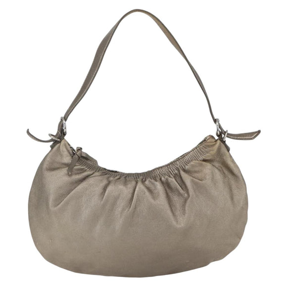 Miu Miu Shoulder Bag Leather Gold Silver Auth 155774