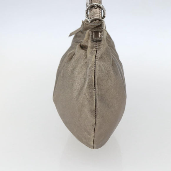 Miu Miu Shoulder Bag Leather Gold Silver Auth 155774