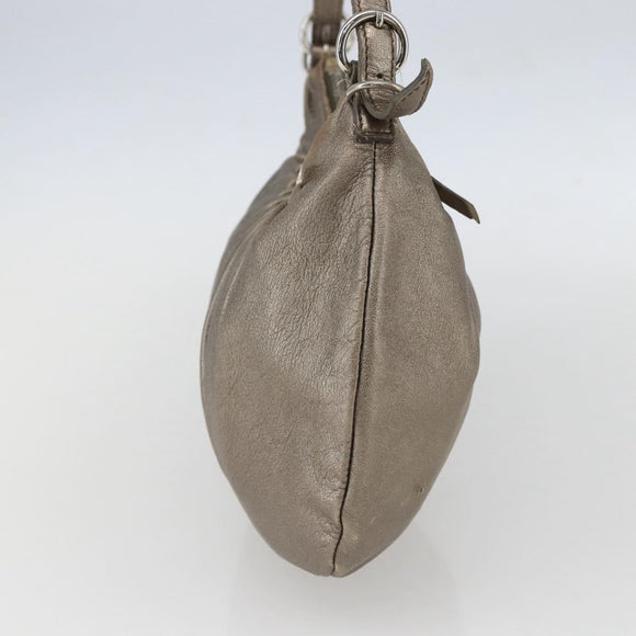 Miu Miu Shoulder Bag Leather Gold Silver Auth 155774