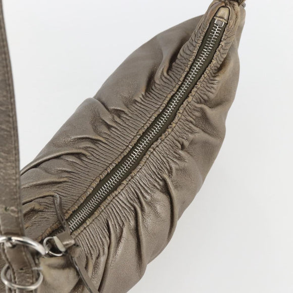 Miu Miu Shoulder Bag Leather Gold Silver Auth 155774