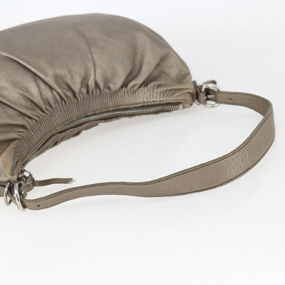 Miu Miu Shoulder Bag Leather Gold Silver Auth 155774