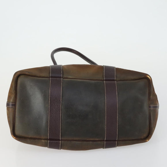 HERMES Garden Party PM Hand Bag Leather Brown Auth 155777