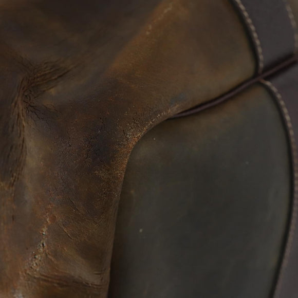 HERMES Garden Party PM Hand Bag Leather Brown Auth 155777