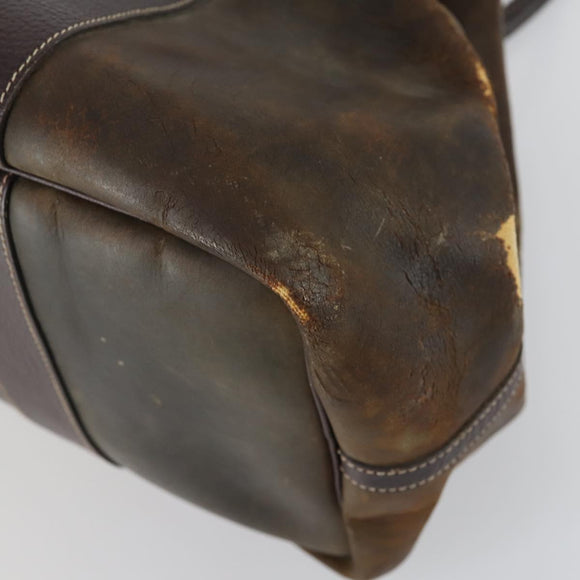 HERMES Garden Party PM Hand Bag Leather Brown Auth 155777