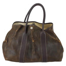 HERMES Garden Party PM Hand Bag Leather Brown Auth 155777-2