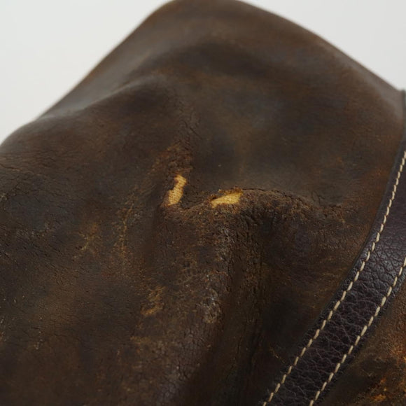 HERMES Garden Party PM Hand Bag Leather Brown Auth 155777