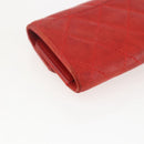 CHANEL Lamb Skin Matelasse Key Case Red Gold CC Auth 155782-16