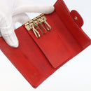 CHANEL Lamb Skin Matelasse Key Case Red Gold CC Auth 155782-8