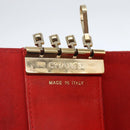 CHANEL Lamb Skin Matelasse Key Case Red Gold CC Auth 155782-10