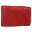CHANEL Lamb Skin Matelasse Key Case Red Gold CC Auth 155782-2