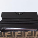 FENDI Zucca Canvas Long Wallet Black Brown Auth 155784V-15