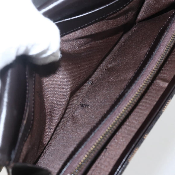 FENDI Zucca Canvas Long Wallet Black Brown Auth 155784V