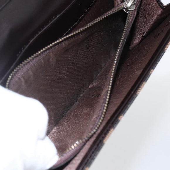 FENDI Zucca Canvas Long Wallet Black Brown Auth 155784V