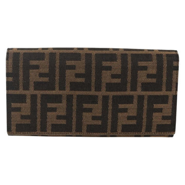FENDI Zucca Canvas Long Wallet Black Brown Auth 155784V - 0