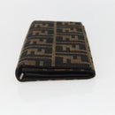 FENDI Zucca Canvas Long Wallet Black Brown Auth 155784V-4
