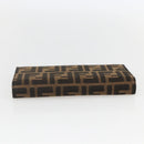 FENDI Zucca Canvas Long Wallet Black Brown Auth 155784V-6