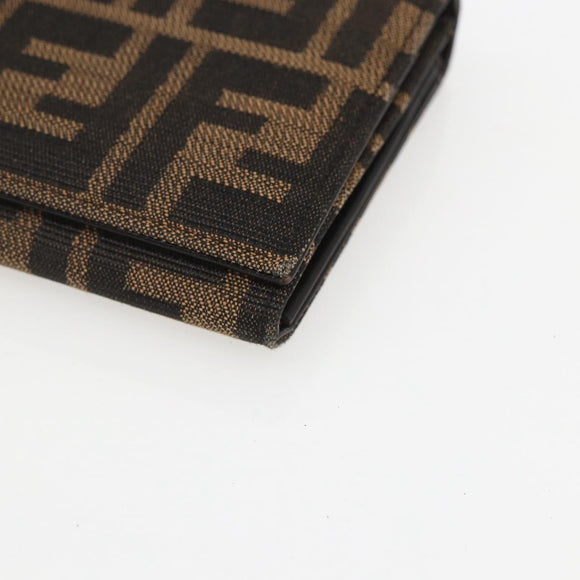 FENDI Zucca Canvas Long Wallet Black Brown Auth 155784V