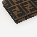 FENDI Zucca Canvas Long Wallet Black Brown Auth 155784V-9