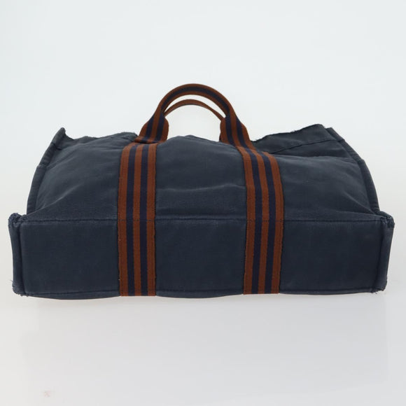 HERMES Hand Bag Canvas 5 Set Black Navy khaki Auth 155786