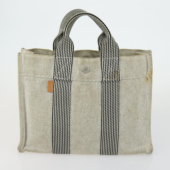 HERMES Hand Bag Canvas 5 Set Black Navy khaki Auth 155786