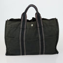 HERMES Hand Bag Canvas 5 Set Black Navy khaki Auth 155786-3