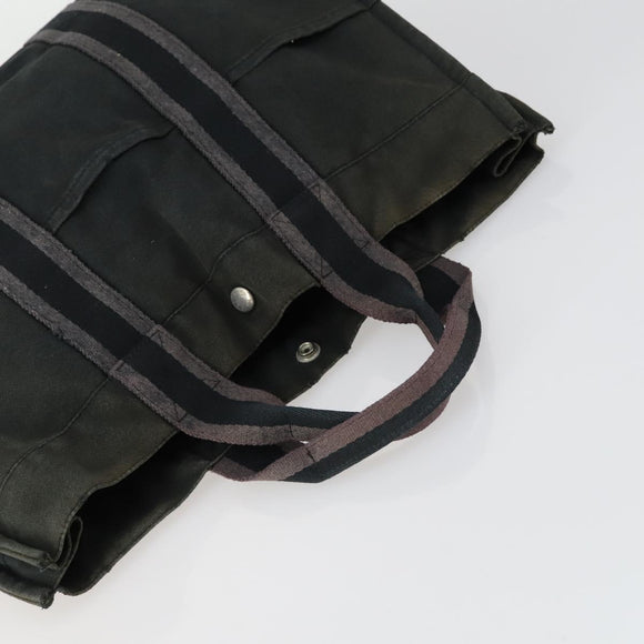 HERMES Hand Bag Canvas 5 Set Black Navy khaki Auth 155786