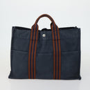 HERMES Hand Bag Canvas 5 Set Black Navy khaki Auth 155786-7