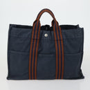 HERMES Hand Bag Canvas 5 Set Black Navy khaki Auth 155786-8