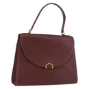 CARTIER Must Line Hand Bag Leather Bordeaux Gold Auth 155792-1