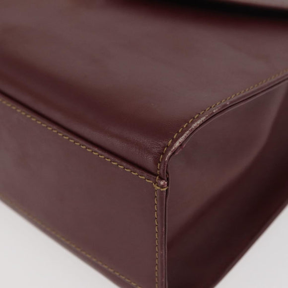 CARTIER Must Line Hand Bag Leather Bordeaux Gold Auth 155792
