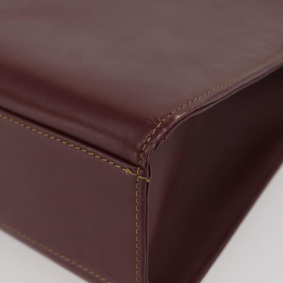 CARTIER Must Line Hand Bag Leather Bordeaux Gold Auth 155792