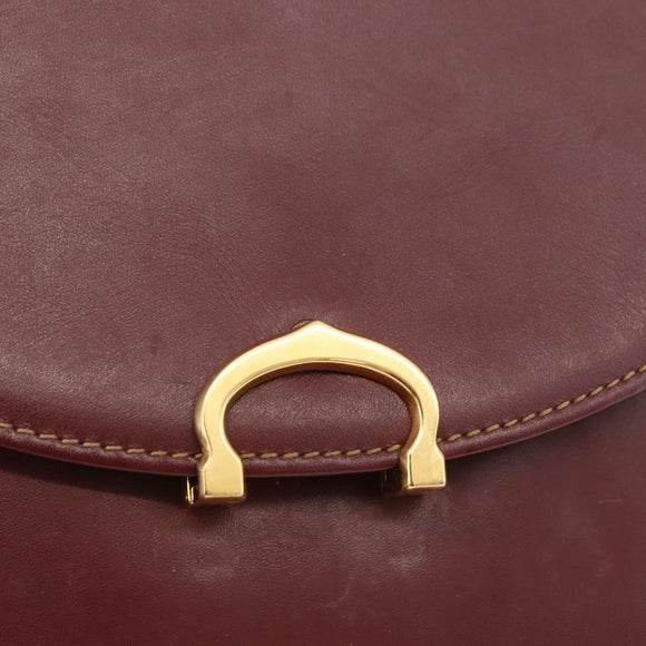 CARTIER Must Line Hand Bag Leather Bordeaux Gold Auth 155792
