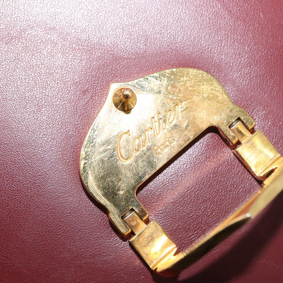 CARTIER Must Line Hand Bag Leather Bordeaux Gold Auth 155792