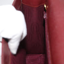 CARTIER Must Line Hand Bag Leather Bordeaux Gold Auth 155792-19