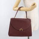 CARTIER Must Line Hand Bag Leather Bordeaux Gold Auth 155792-22