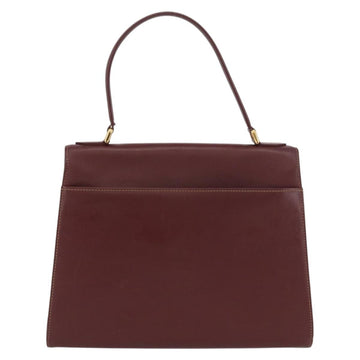 CARTIER Must Line Hand Bag Leather Bordeaux Gold Auth 155792 - 0