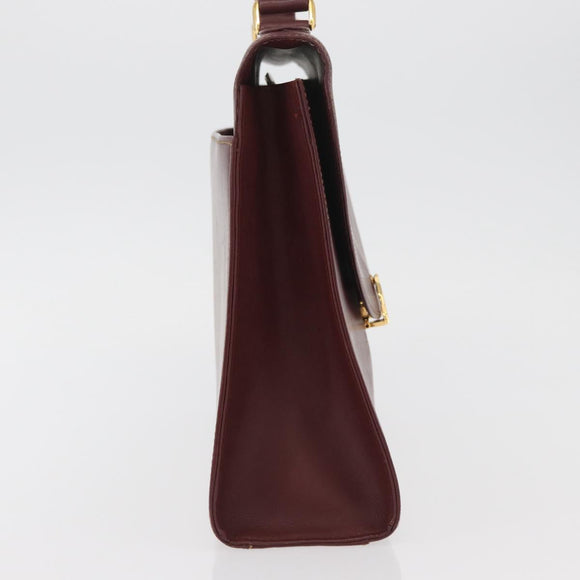 CARTIER Must Line Hand Bag Leather Bordeaux Gold Auth 155792