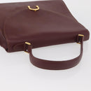 CARTIER Must Line Hand Bag Leather Bordeaux Gold Auth 155792-6