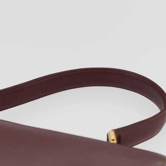 CARTIER Must Line Hand Bag Leather Bordeaux Gold Auth 155792