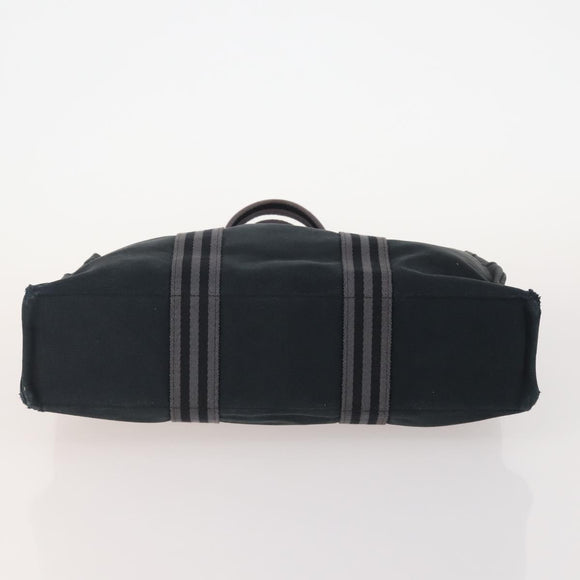 HERMES Hand Bag Canvas 4 Set Navy Black beige Auth 155798