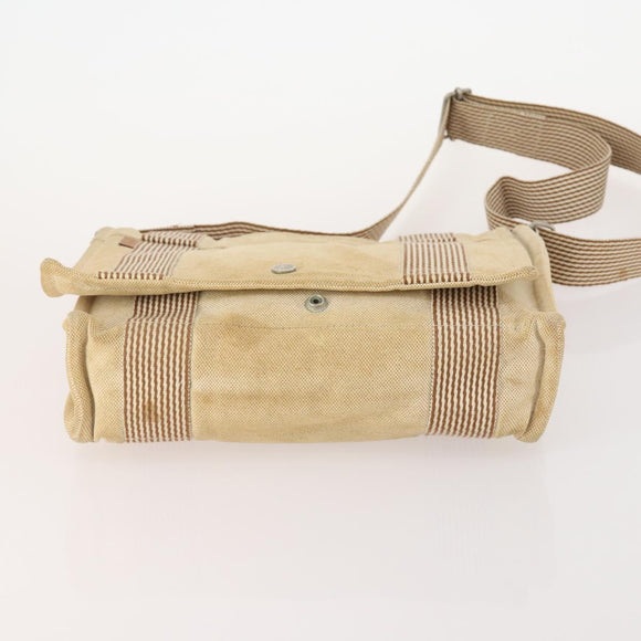 HERMES Hand Bag Canvas 4 Set Navy Black beige Auth 155798