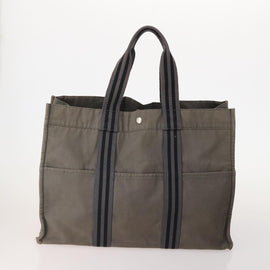 HERMES Hand Bag Canvas 4 Set Navy Black beige Auth 155798 - 0