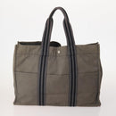 HERMES Hand Bag Canvas 4 Set Navy Black beige Auth 155798-3