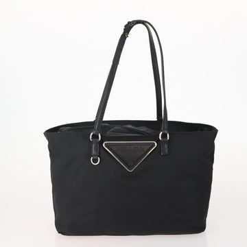 PRADA Tote Bag Nylon Leather 4 Set Black Brown Auth 155801 - 0