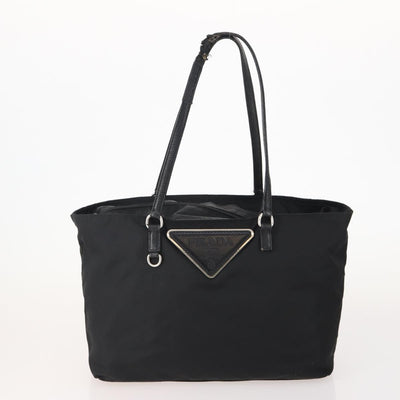 PRADA Tote Bag Nylon Leather 4 Set Black Brown Auth 155801 - 0
